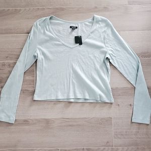 NWT WILD FABLE Ribbed Mint Green Crop Long Sleeve